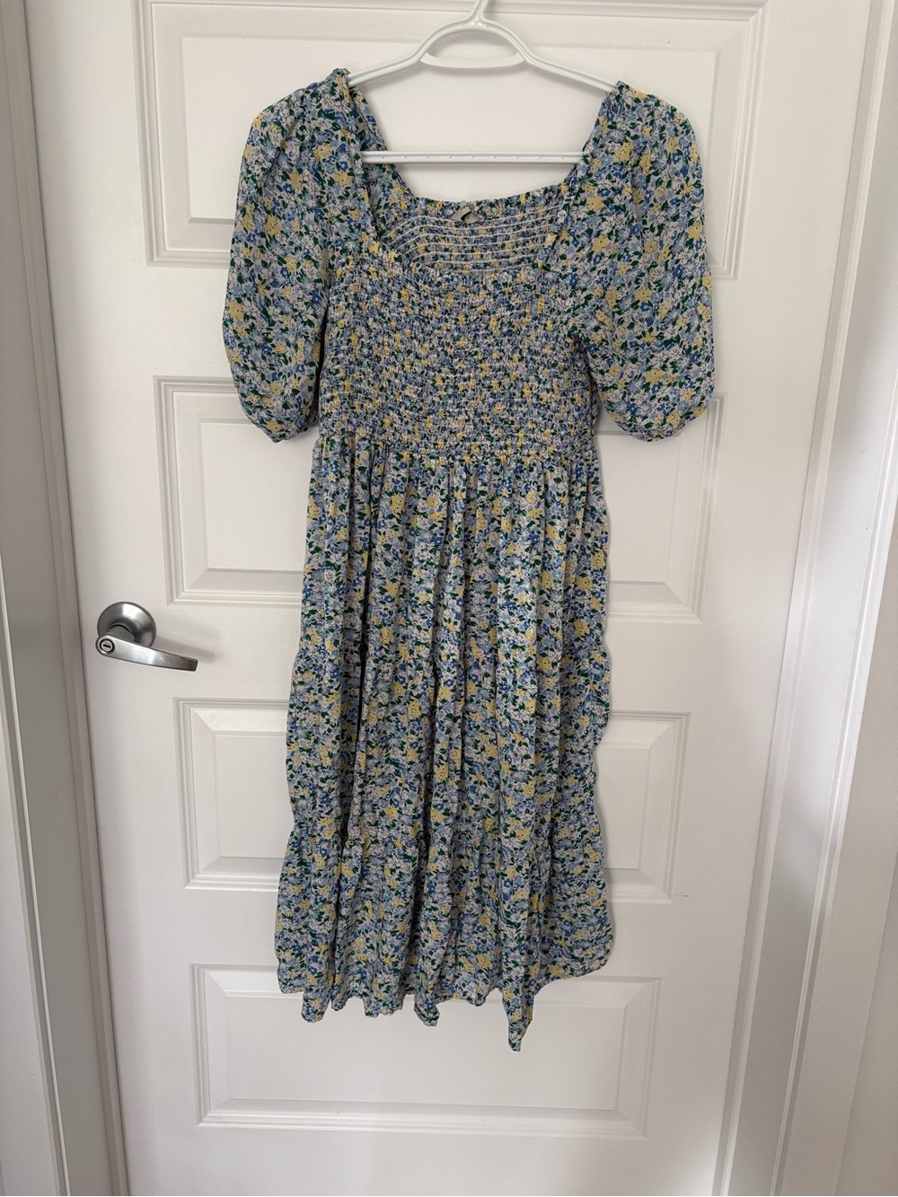 Pigalle Floral Smocked Midi Dress Puff Sleeve Cottagecore L
